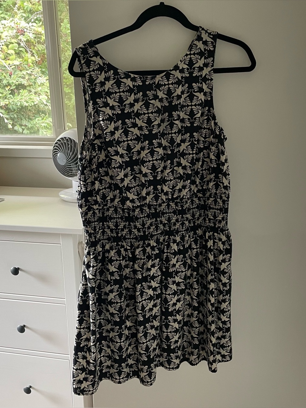 Universal Thread Black and White Sleeveless Floral A-Line Dress